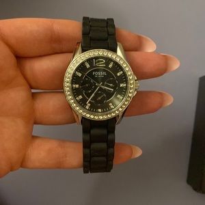 Fossil watch with rubber wrist band